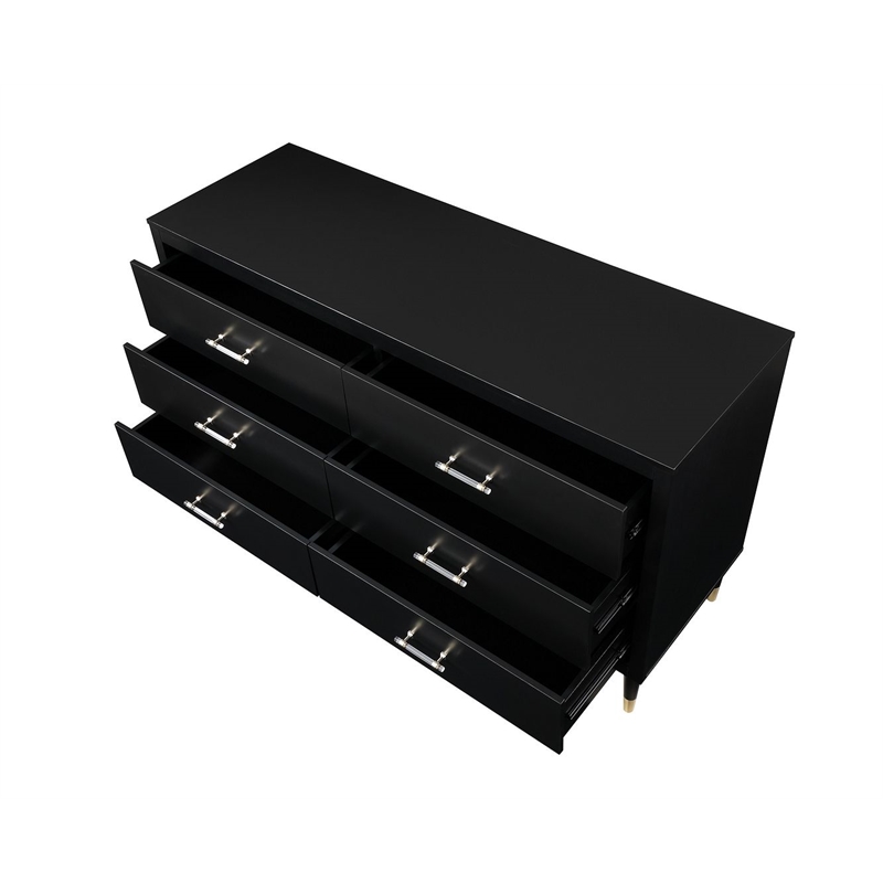 Manhattan Comfort Stanton Solid Engineered Wood Dresser in Black