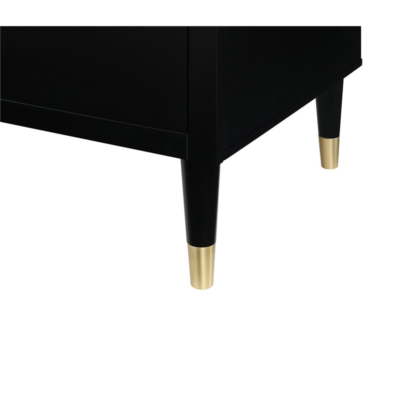 Manhattan Comfort Stanton Solid Engineered Wood Dresser in Black
