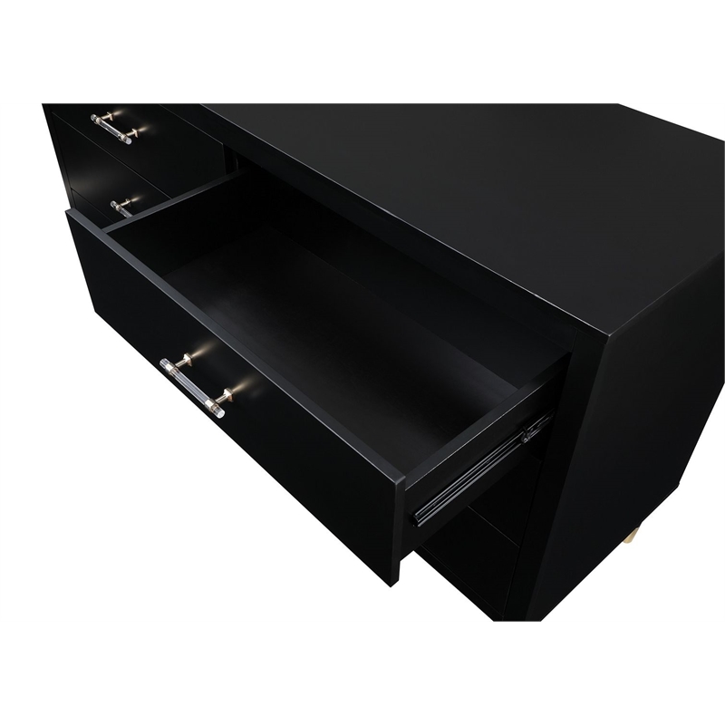 Manhattan Comfort Stanton Solid Engineered Wood Dresser in Black