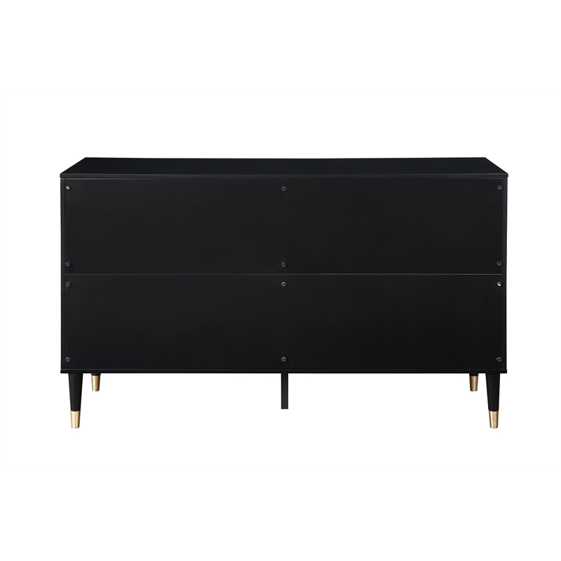 Manhattan Comfort Stanton Solid Engineered Wood Dresser in Black