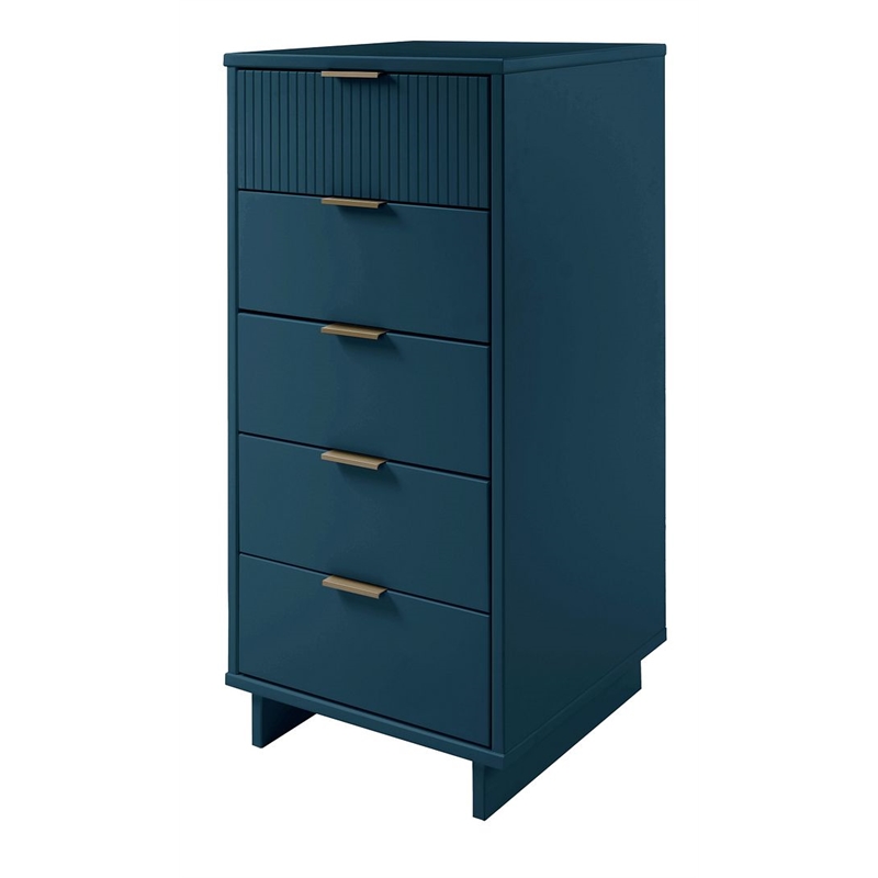 Manhattan Comfort Granville Tall & Narrow Engineered Wood Dresser in Blue