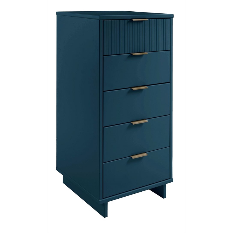 Manhattan Comfort Granville Tall & Narrow Engineered Wood Dresser in Blue