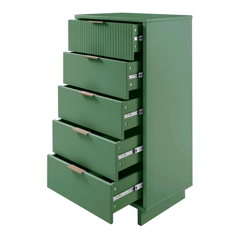 Manhattan Comfort Granville Tall & Narrow Engineered Wood Dresser in Sage Green