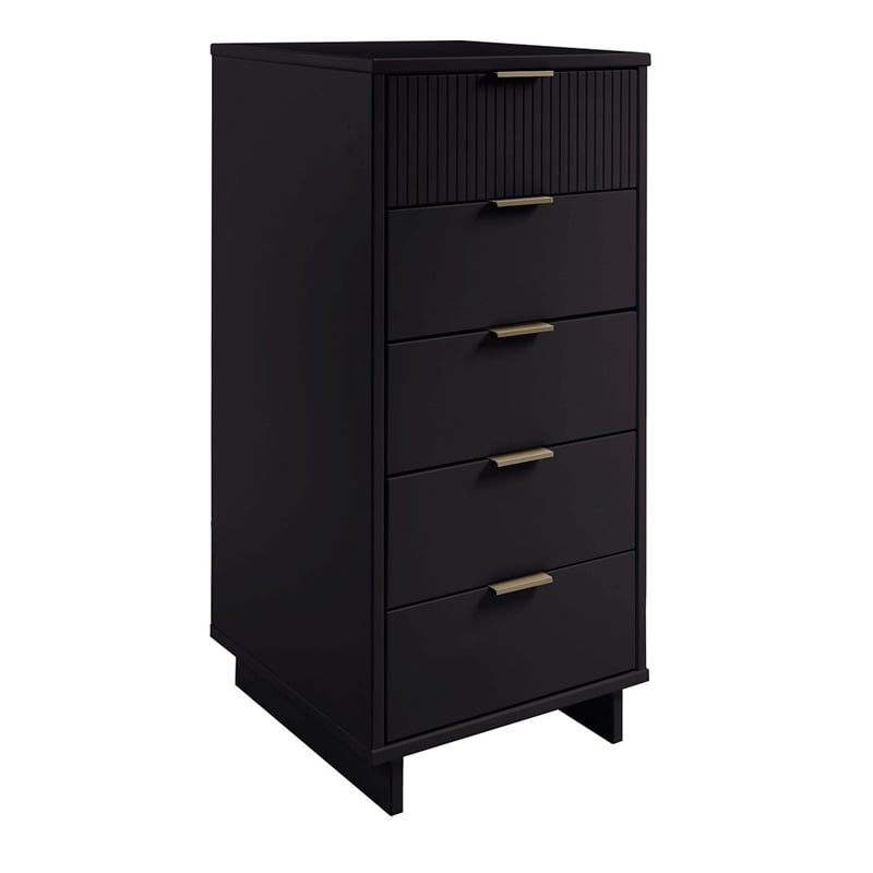 Manhattan Comfort Granville Tall & Narrow Engineered Wood Dresser in Black