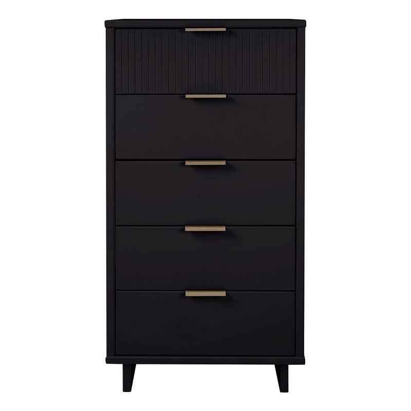 Manhattan Comfort Granville Tall & Narrow Engineered Wood Dresser in Black