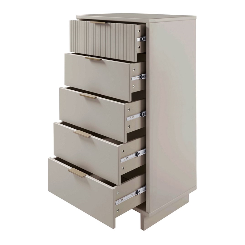 Manhattan Comfort Granville Tall & Narrow Engineered Wood Dresser in Light Gray