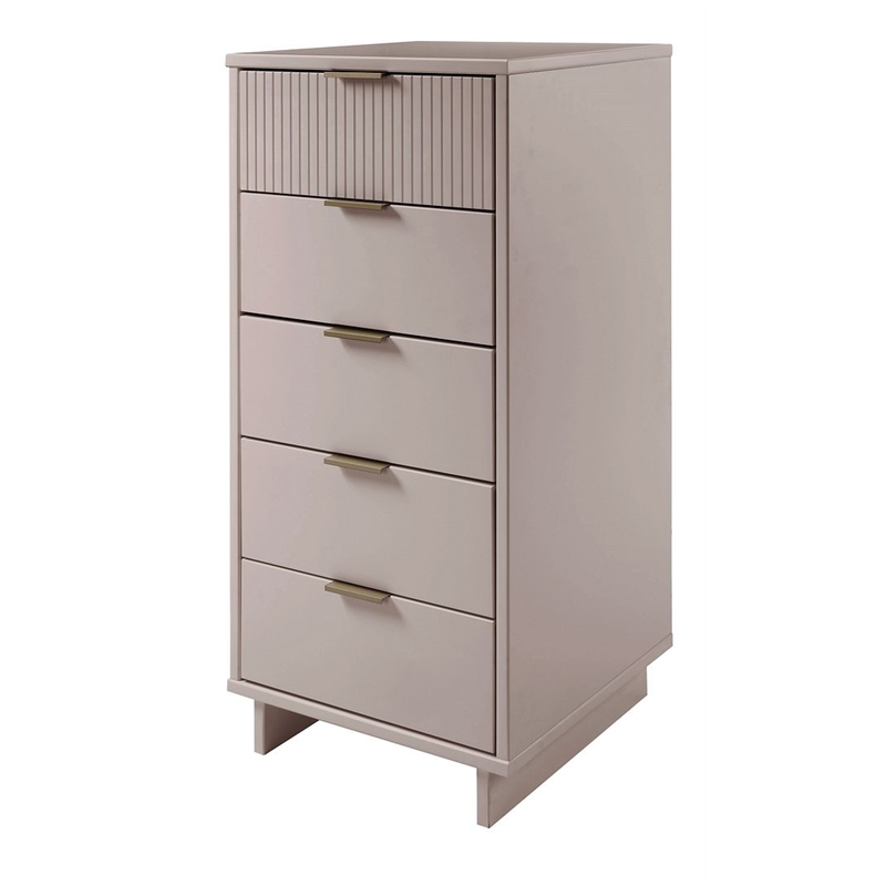 Manhattan Comfort Granville Tall & Narrow Engineered Wood Dresser in Light Gray