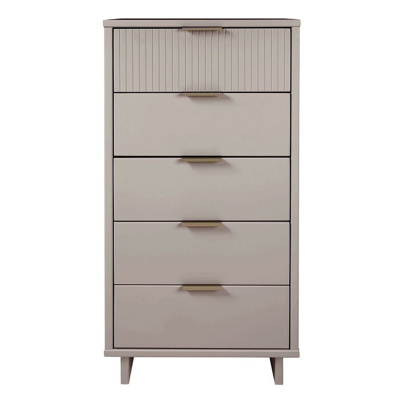 Manhattan Comfort Granville Tall & Narrow Engineered Wood Dresser in Light Gray