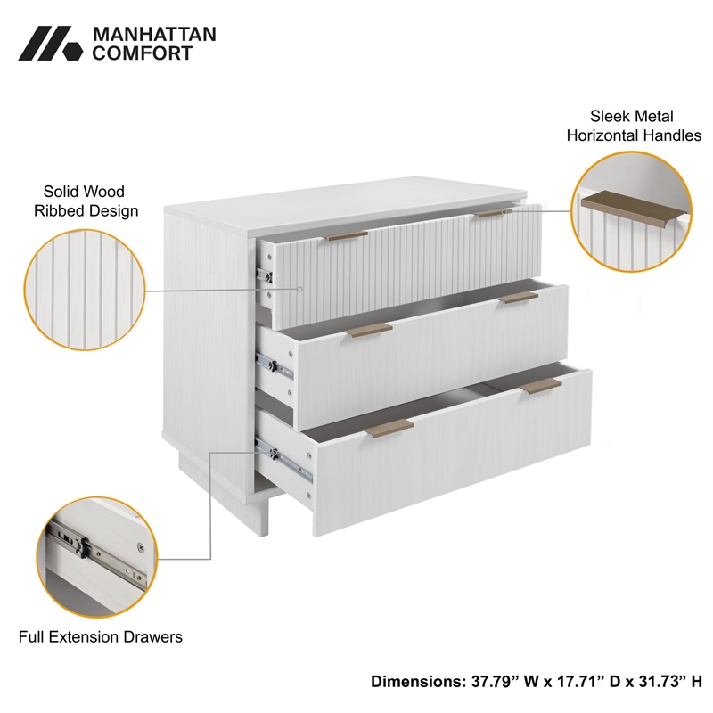 Manhattan Comfort Granville Standard Engineered Wood Dresser in White