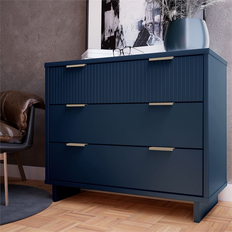 Manhattan Comfort Granville Standard Engineered Wood Dresser in Midnight Blue