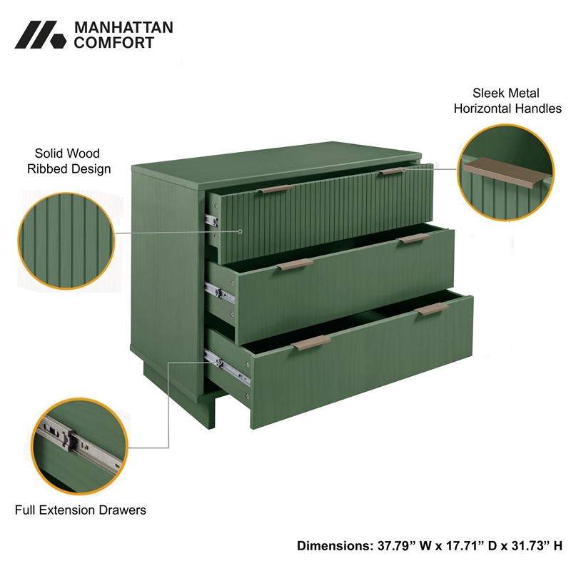 Manhattan Comfort Granville Standard Engineered Wood Dresser in Sage Green