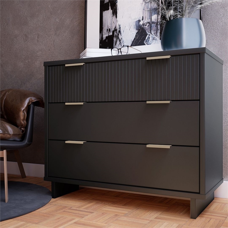 Manhattan Comfort Granville Standard Engineered Wood Dresser in Dark Gray