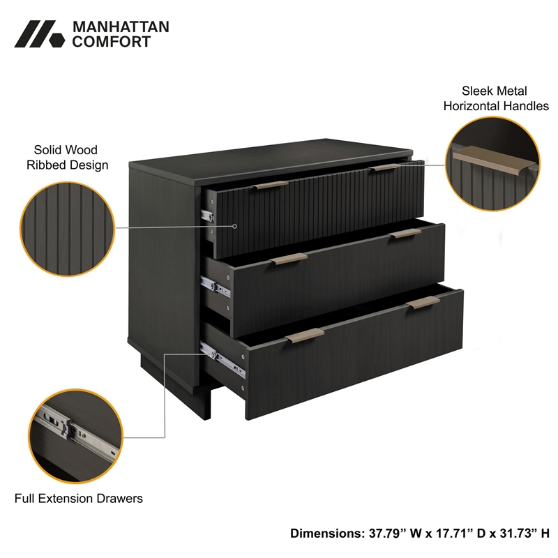 Manhattan Comfort Granville Standard Engineered Wood Dresser in Dark Gray