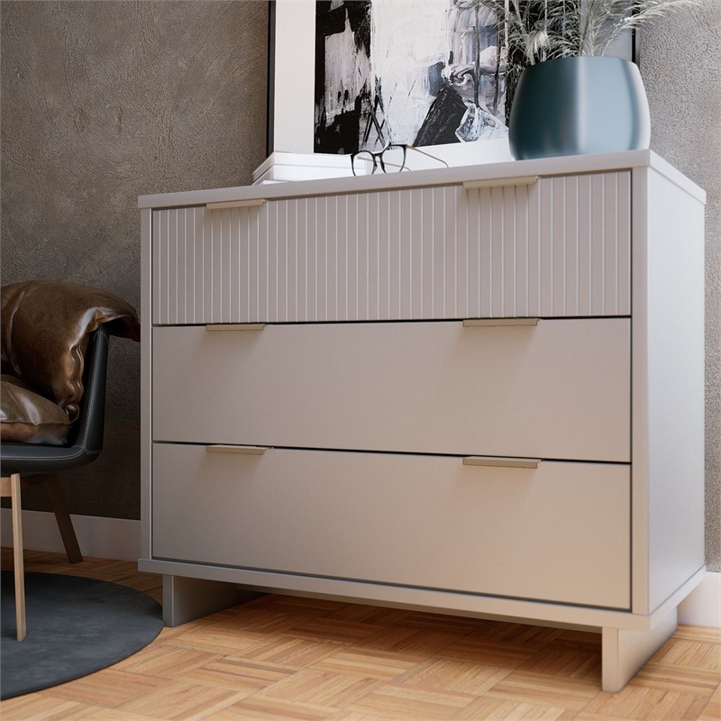 Manhattan Comfort Granville Standard Engineered Wood Dresser in Light Gray