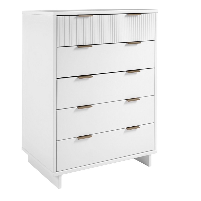 Manhattan Comfort Granville Tall Engineered Wood Dresser in White