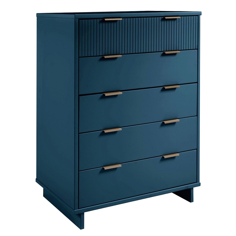 Manhattan Comfort Granville Tall Engineered Wood Dresser in Midnight Blue