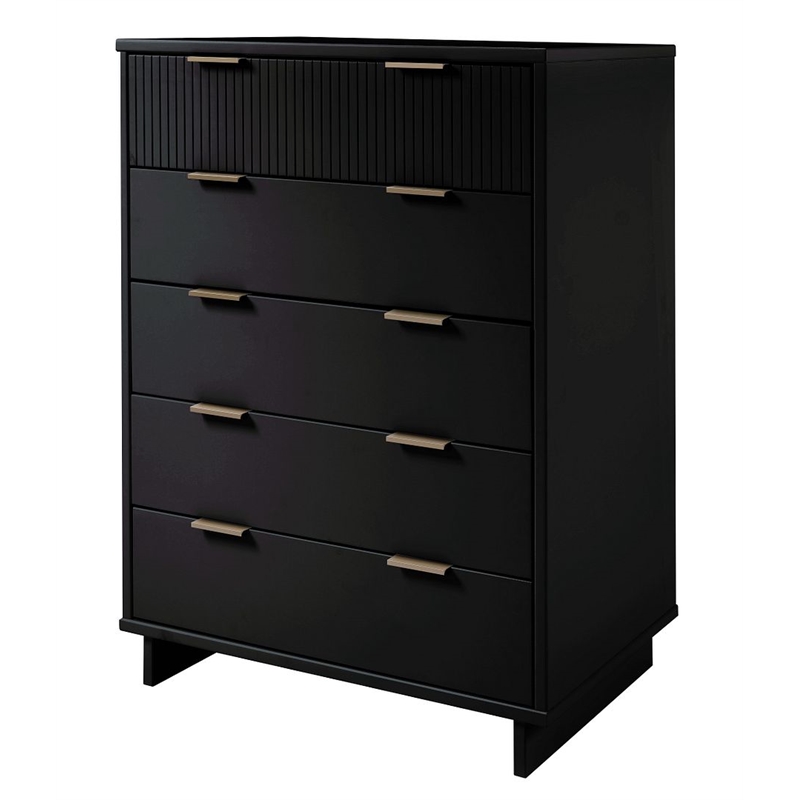 Manhattan Comfort Granville Tall Engineered Wood Dresser in Black