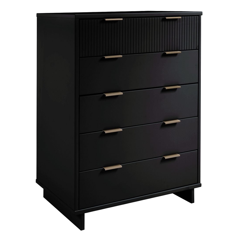 Manhattan Comfort Granville Tall Engineered Wood Dresser in Black