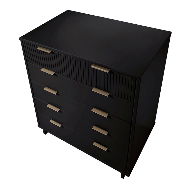 Manhattan Comfort Granville Tall Engineered Wood Dresser in Black