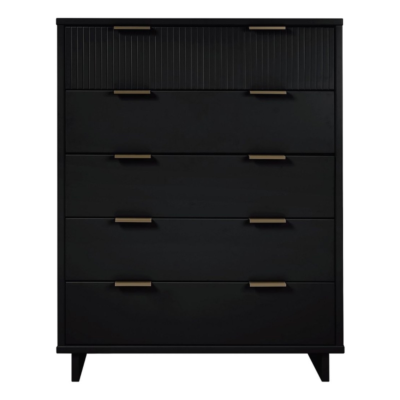 Manhattan Comfort Granville Tall Engineered Wood Dresser in Black