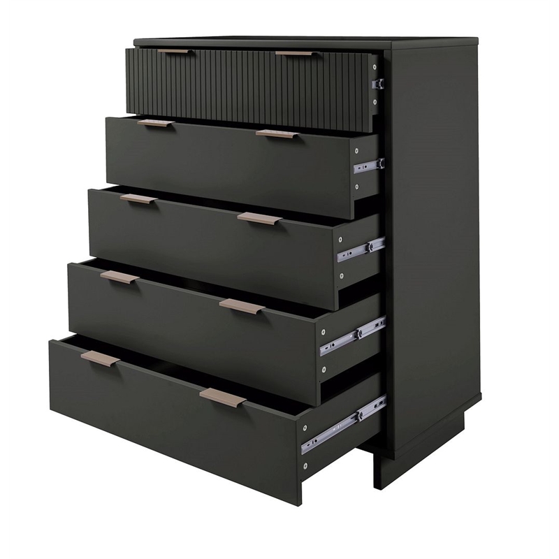 Manhattan Comfort Granville Tall Engineered Wood Dresser in Dark Gray