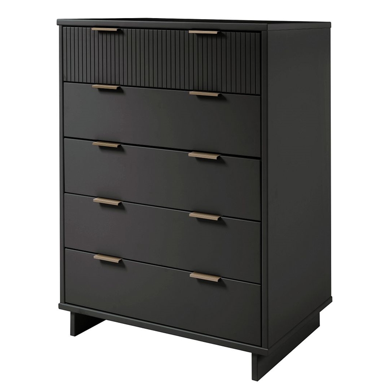 Manhattan Comfort Granville Tall Engineered Wood Dresser in Dark Gray
