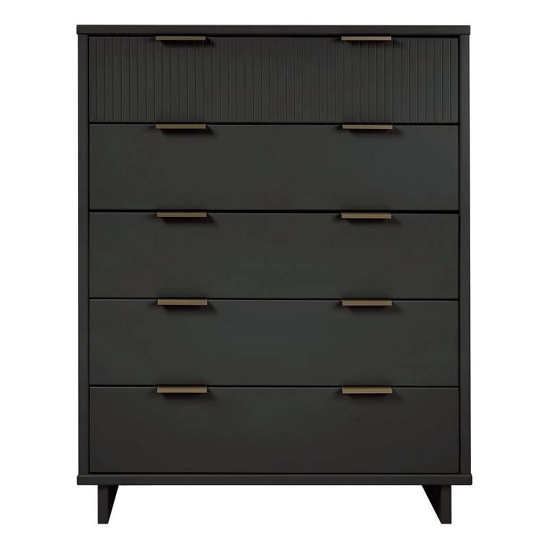 Manhattan Comfort Granville Tall Engineered Wood Dresser in Dark Gray