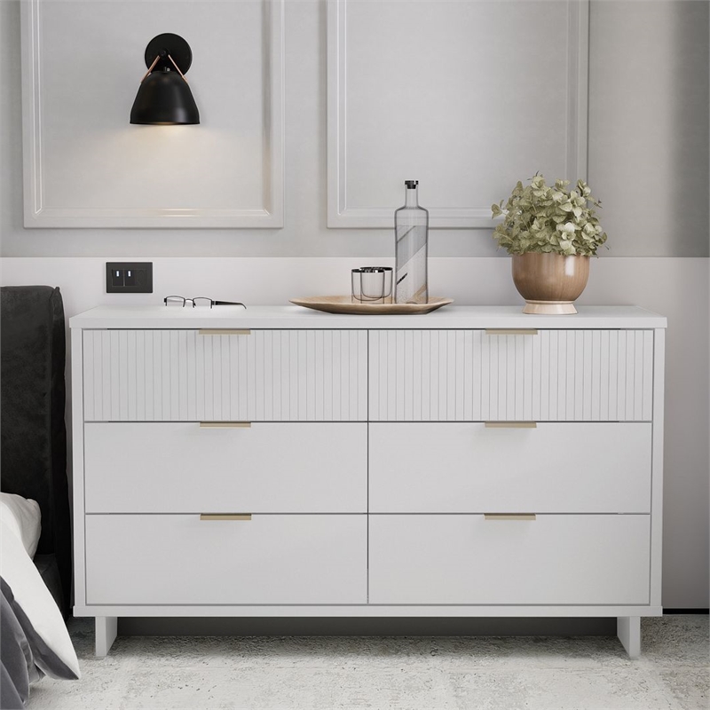 Manhattan Comfort Granville Engineered Wood Double Dresser in White