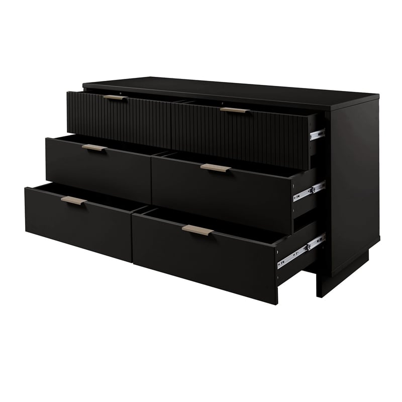 Manhattan Comfort Granville Engineered Wood Double Dresser in Black