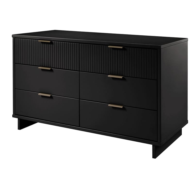 Manhattan Comfort Granville Engineered Wood Double Dresser in Black
