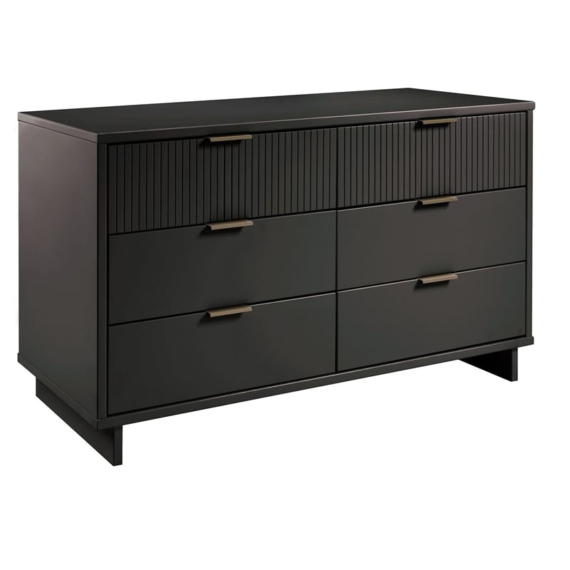 Manhattan Comfort Granville Engineered Wood Double Dresser in Dark Gray