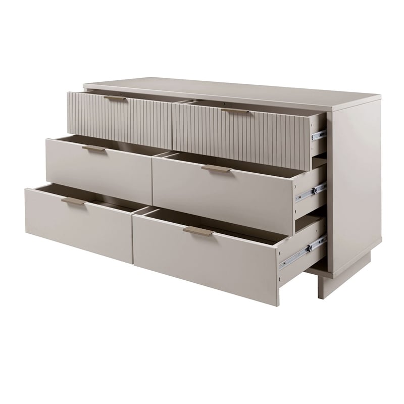 Manhattan Comfort Granville Engineered Wood Double Dresser in Light Gray