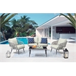 Manhattan Comfort Riviera 4-Piece Rattan Patio Conversation Set in Gray/Cream