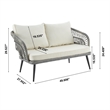 Manhattan Comfort Riviera 4-Piece Rattan Patio Conversation Set in Gray/Cream