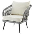 Manhattan Comfort Riviera 4-Piece Rattan Patio Conversation Set in Gray/Cream