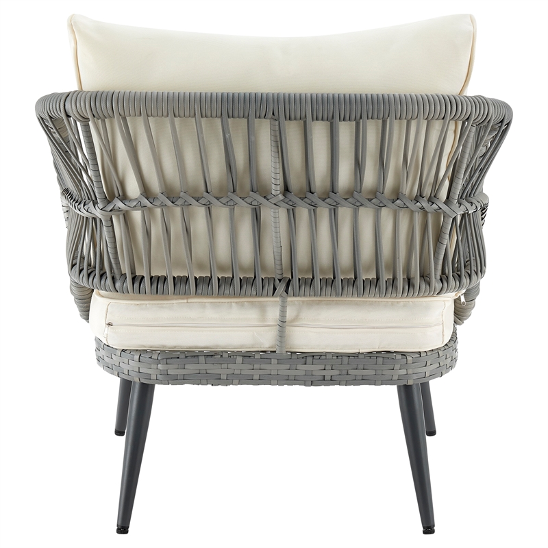 Manhattan Comfort Riviera 4-Piece Rattan Patio Conversation Set in Gray/Cream