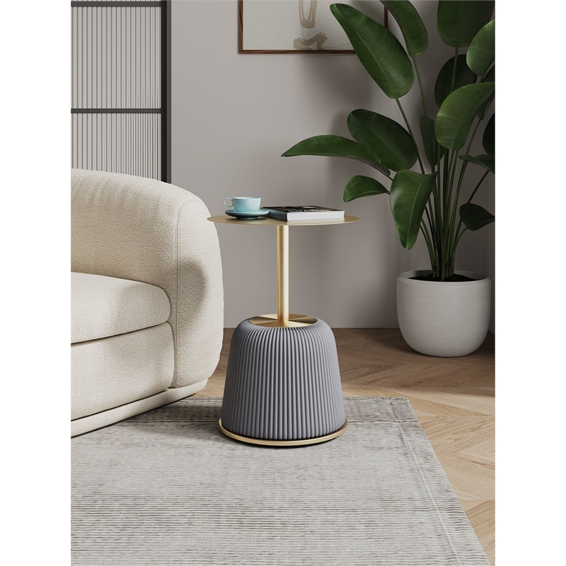 Manhattan Comfort Anderson End Table 1.0 with Steel Frame in Gray