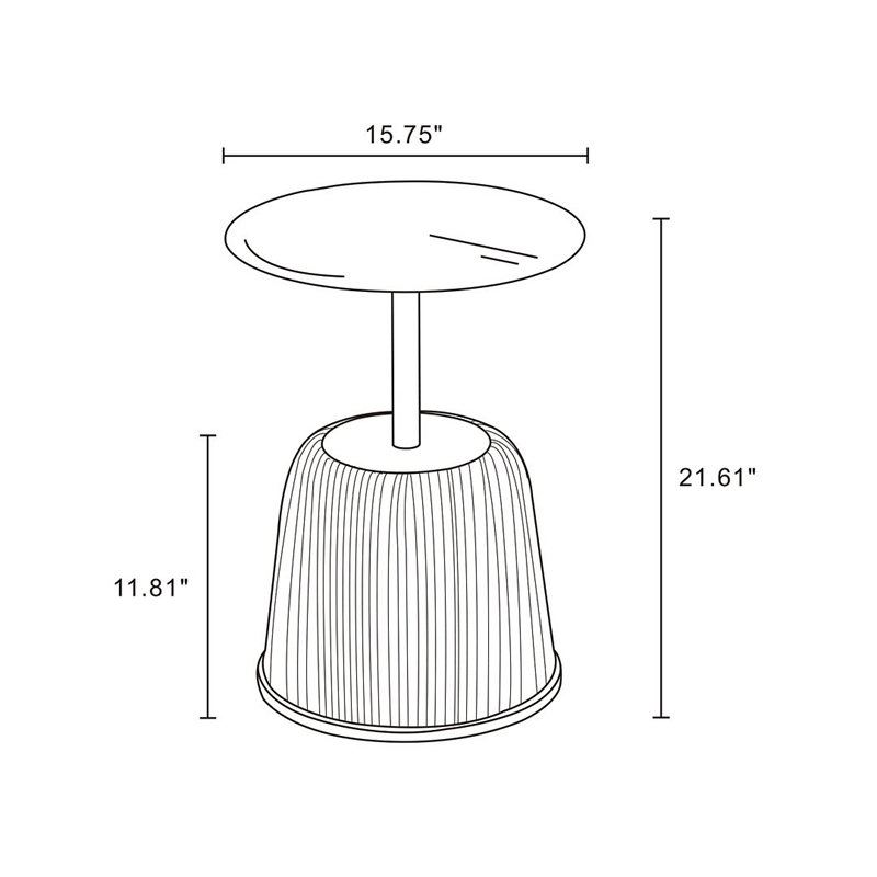 Manhattan Comfort Anderson End Table 1.0 with Steel Frame in Gray