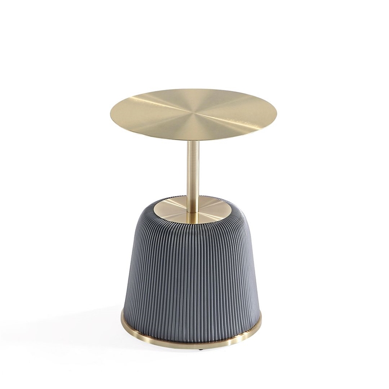 Manhattan Comfort Anderson End Table 1.0 with Steel Frame in Gray