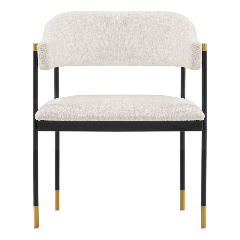 Manhattan Comfort Lia Dining Armchair with Metal Frame in Cream