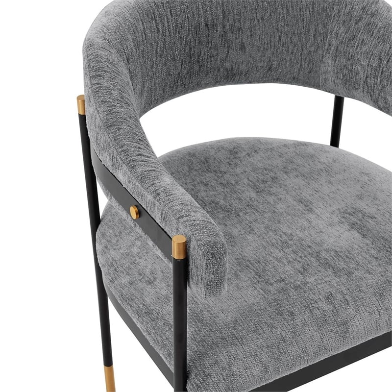 Manhattan Comfort Lia Dining Armchair with Metal Frame in Gray