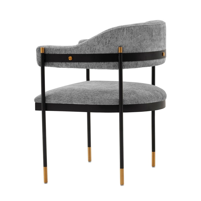 Manhattan Comfort Lia Dining Armchair with Metal Frame in Gray