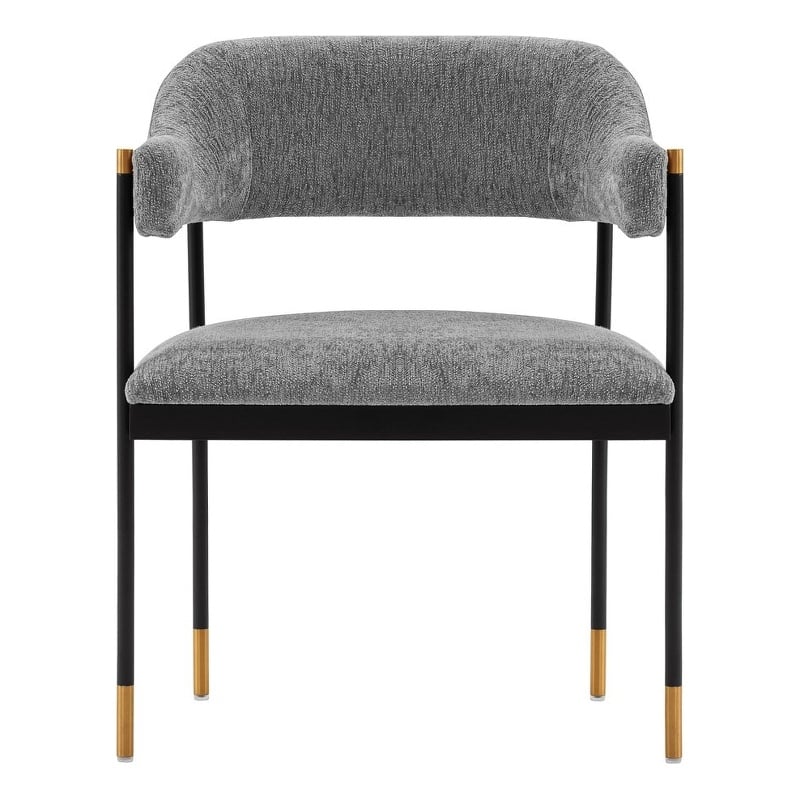 Manhattan Comfort Lia Dining Armchair with Metal Frame in Gray