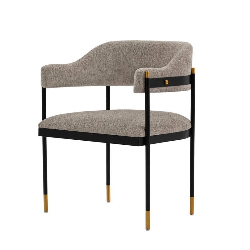 Manhattan Comfort Lia Dining Armchair with Metal Frame in Stone