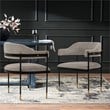 Manhattan Comfort Lia Dining Armchair with Metal Frame in Stone