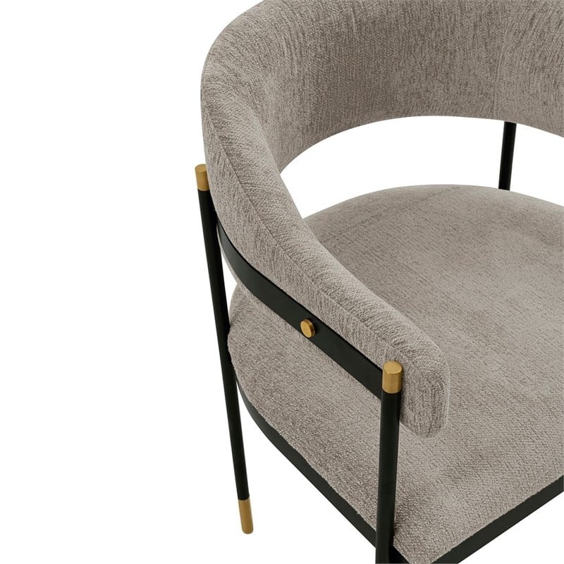 Manhattan Comfort Lia Dining Armchair with Metal Frame in Stone