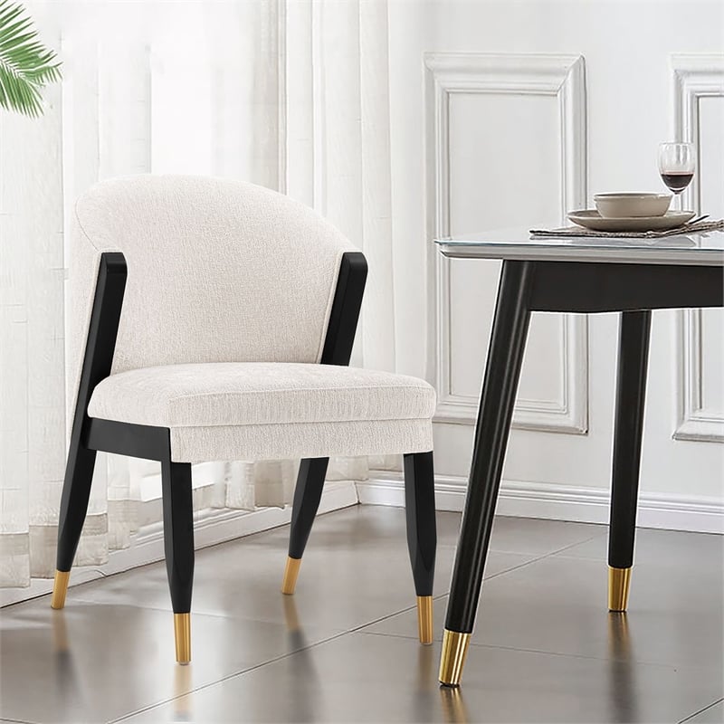 Manhattan Comfort Ola Dining Chair with Solid Wood Frame in Cream
