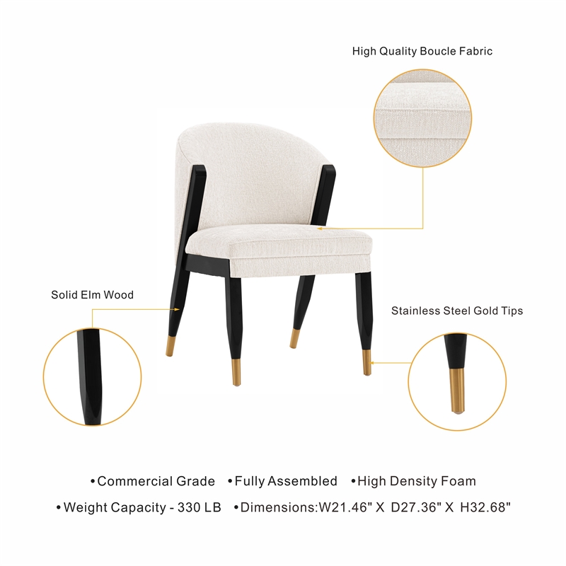 Manhattan Comfort Ola Dining Chair with Solid Wood Frame in Cream