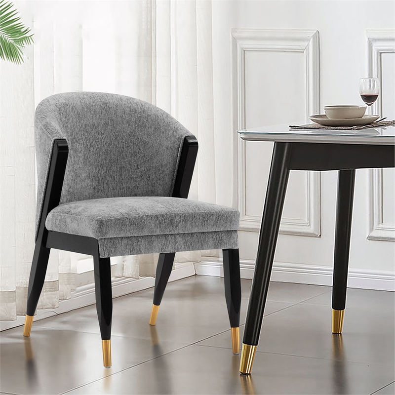 Manhattan Comfort Ola Dining Chair with Solid Wood Frame in Gray