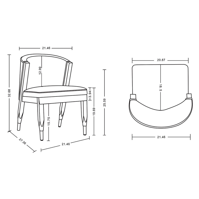 Manhattan Comfort Ola Dining Chair with Solid Wood Frame in Gray